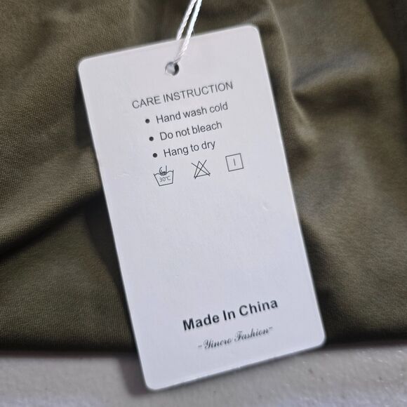 Yincro Dress Women's 2XL Olive Bodycon with Oversized Top Ruffles Mini NWT - Picture 4 of 16